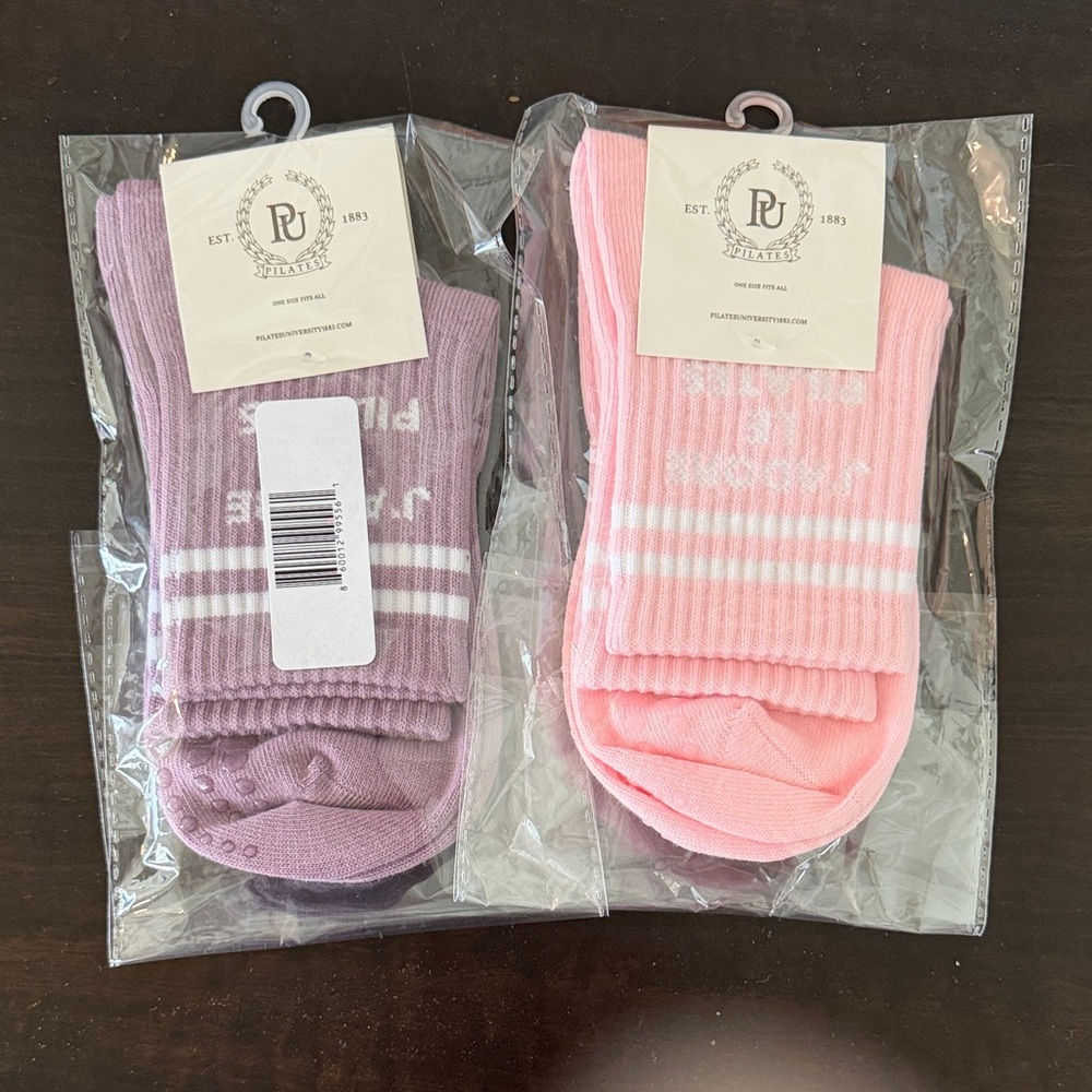 Pink and Purple Pilates Socks Set